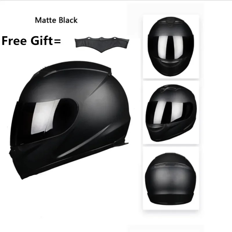 New Fashion Motorcycle Helmet Full Face  Motorcycle For Men Women With Neckerchief Matte Black M L Xxl 63 64cm