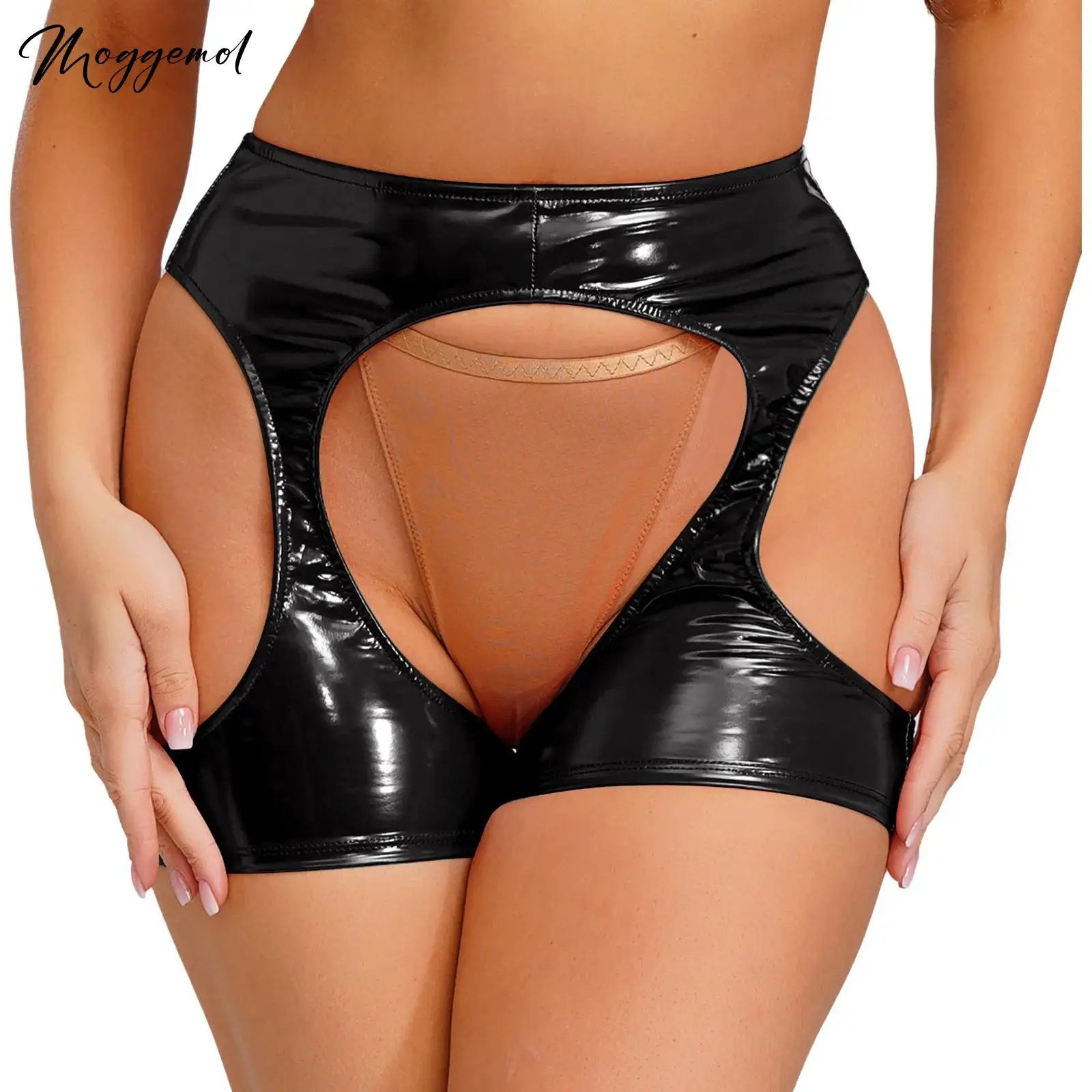 

Женские сексуальные шорты с открытой промежностью и бедрами, облегающие шорты-боксеры, кожаные шорты для Хэллоуина, вечеринки, клуба, танца на пилоне