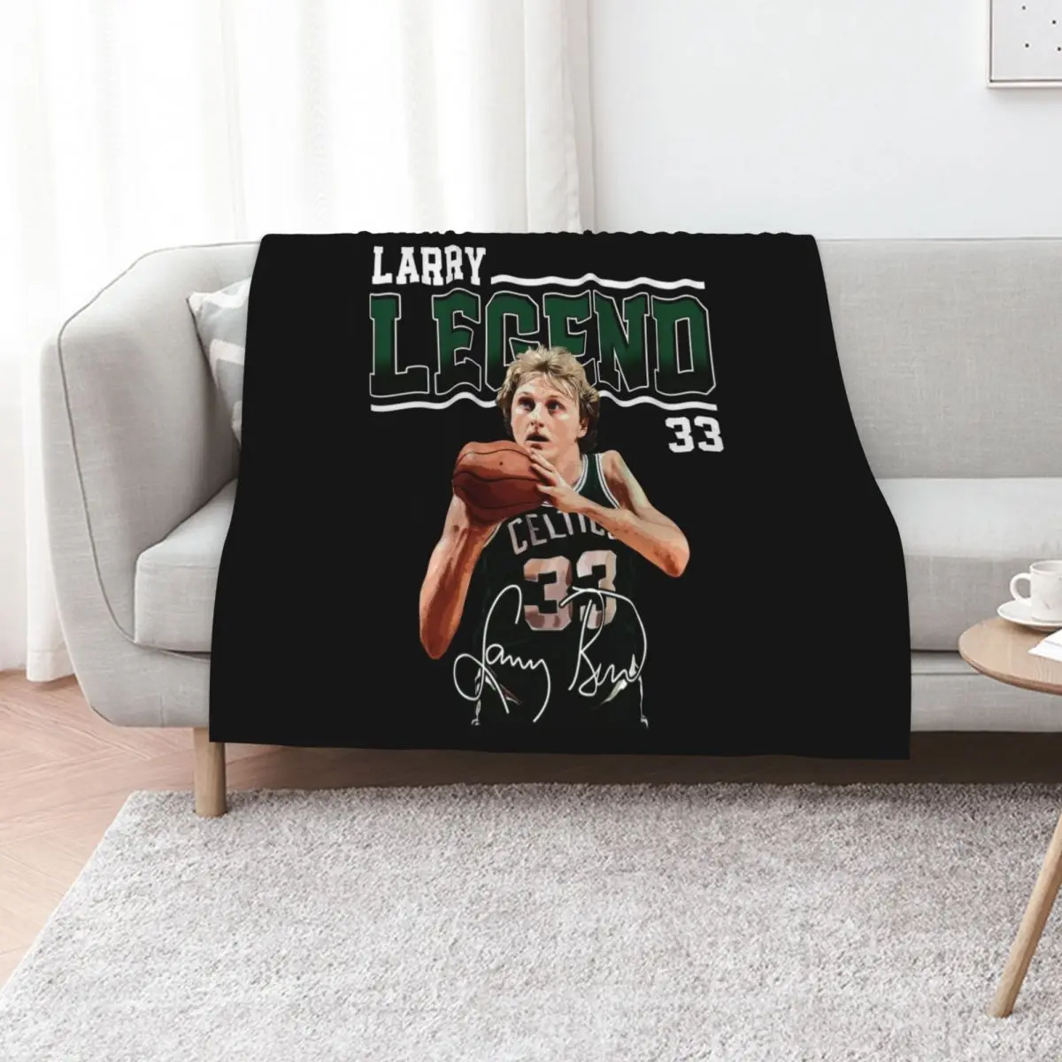 

Larry Bird Larry Legend Basketball Signature Vintage Retro 80s 90s Bootleg Rap Style Perfect Gift Throw Blanket
