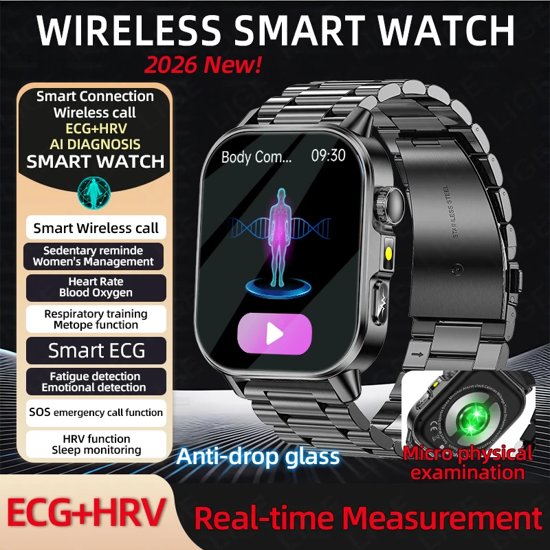 

Умные часы LIGE New ECG+PPG для диагностики здоровья, анализ состояния организма, измерение уровня кислорода в крови, липидов, мочевой кислоты, трекер здоровья для мужчин и женщин.