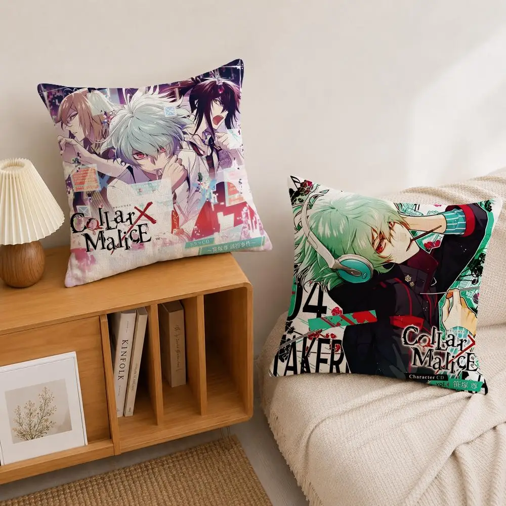 Game Collar Malice Cushion Cover Natural Linen Pillowcase Set, All-in-One Decor for Sofa, Bedroom & Chair