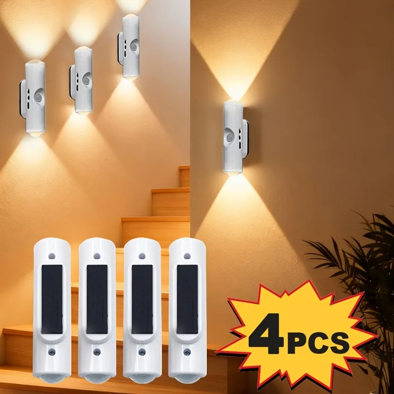 Lampes LED à détecteur de mouvement, luminosité réglable, rechargeable par USB, lumière de nuit magnétique pour chevet, bureau, escalier, placard, 1/2/4 pièces
