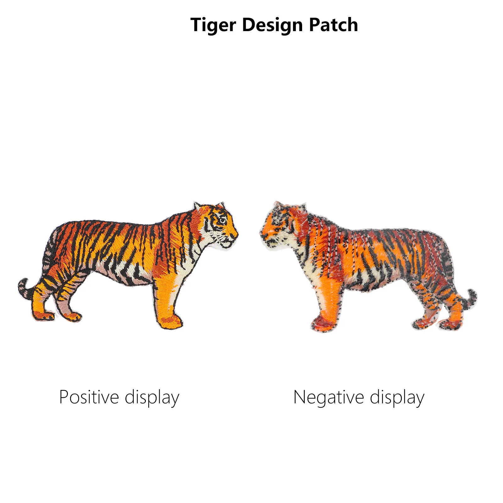 

2 Pcs Tiger Embroidery Cloth Iron On Garment Repair Decorative Stickers for Clothes Bags Hats Shoes Accessories