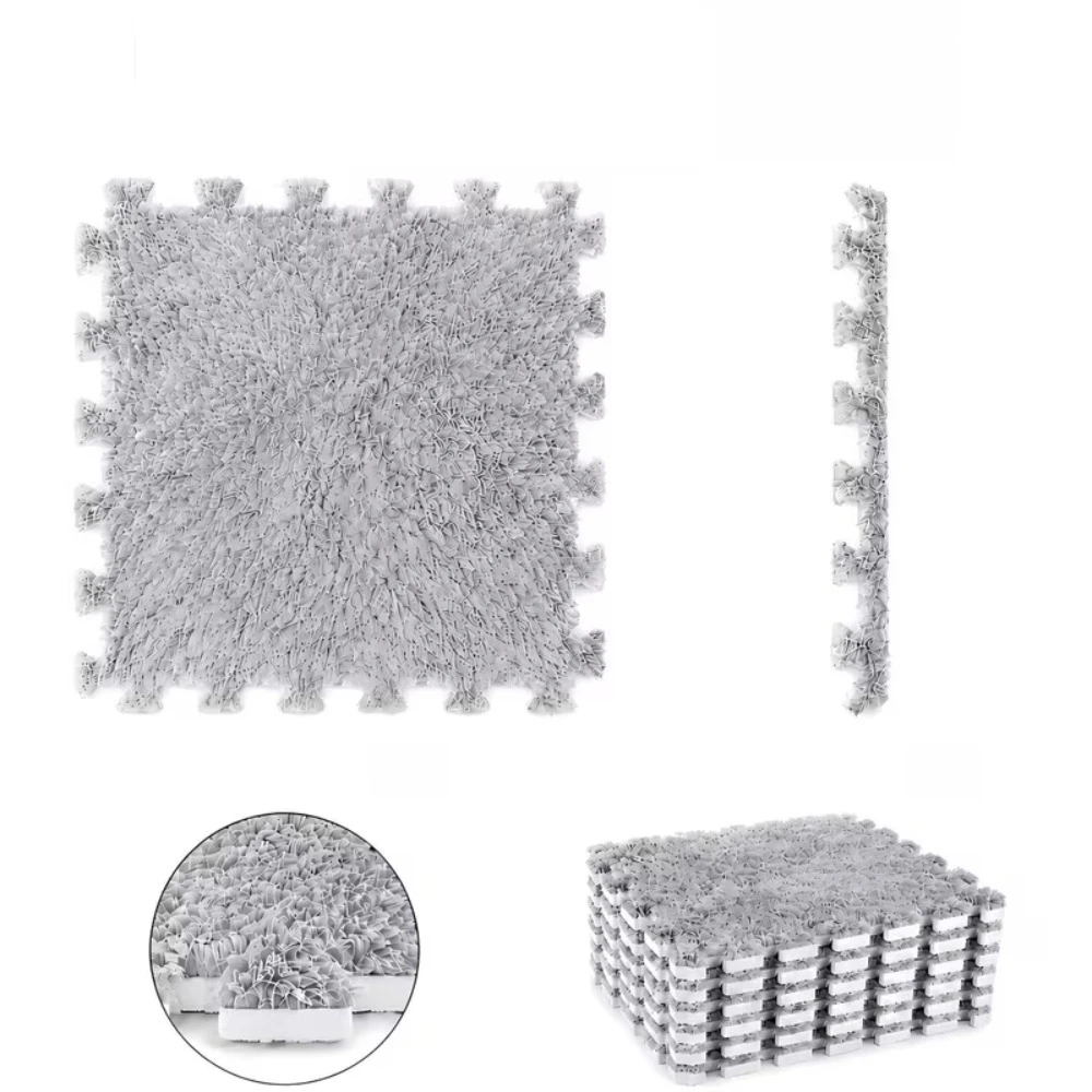 20PCS Soft Plush Interlocking Puzzle Floor Mats Fluffy Carpet Tiles DIY Modular Area Rug for Bedroom Living Room Home Decor