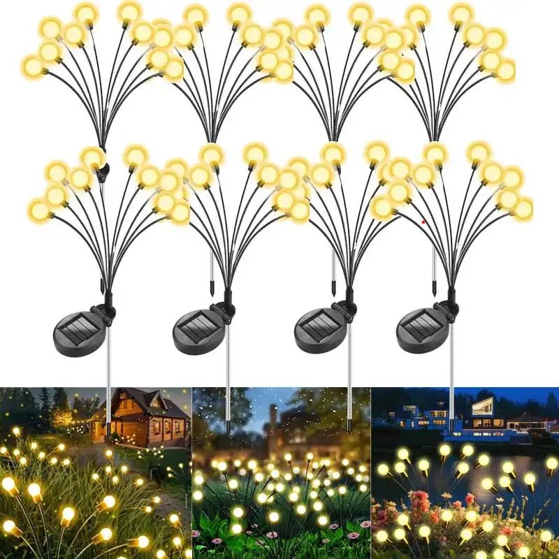 أضواء الحديقة الشمسية اليراع الشمسية يتمايل ضوء الزخرفية لساحة مسار عيد الميلاد عيد الهالوين الديكور الإضاءة المحيطة