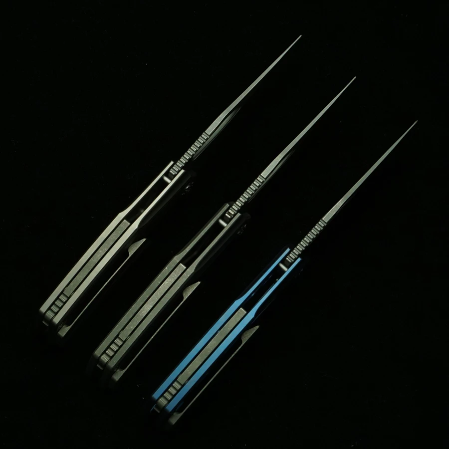 2025 جديد بروتين جوفاء طحن 60 + HRC 154 سنتيمتر شفرة التيتانيوم مقبض النحاس طوقا جيب EDC أداة التخييم في الهواء الطلق سكين للفرد