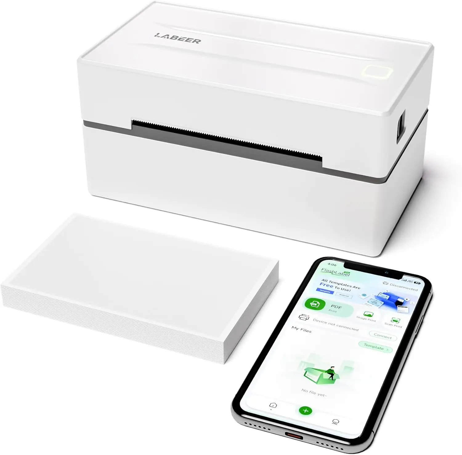 

Bluetooth Thermal Printer 4x6, Compatible with Android, iOS, Windows, Mac, Chromebook, USPS, eBay, Shopify (White)