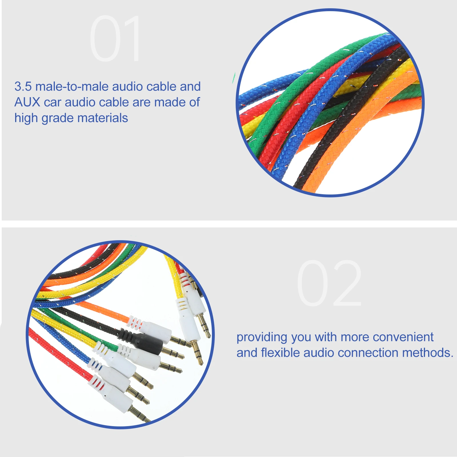 

5pcs 3.5mm Audio Cable Male to Male AUX Car Cord Speaker Wire High Grade Materials TRS Auxiliary Compatibility Phone Tablet