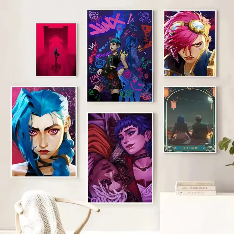 Popular Game League of Legends Arcane Ⅱ Anime Characters Jinx Vi Anime Poster Canvas Painting Wall Art Pictures Home Decor Gift