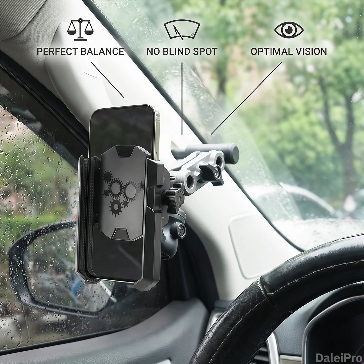 

For Tank 500 Car Phone Holder, Car A-Pillar Fixed Phone Holder 360° Rotatable Aluminum Alloy Arm Anti-Shake Phone Stand Base