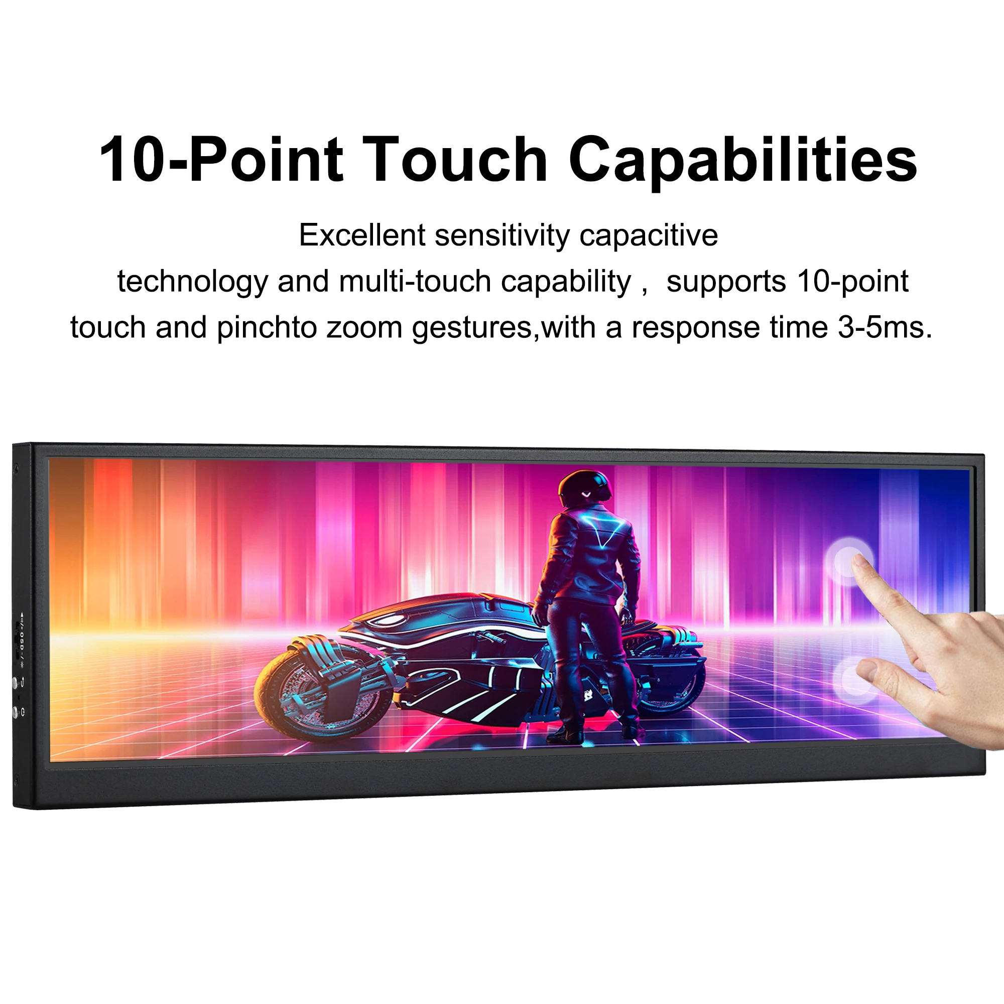 Wisecoco-Monitoramento Secundário Tela LCD, Tela do computador Desktop, 12.6 polegadas, NV126B5M-N41, 1920x515 Temperatura, AIDA64