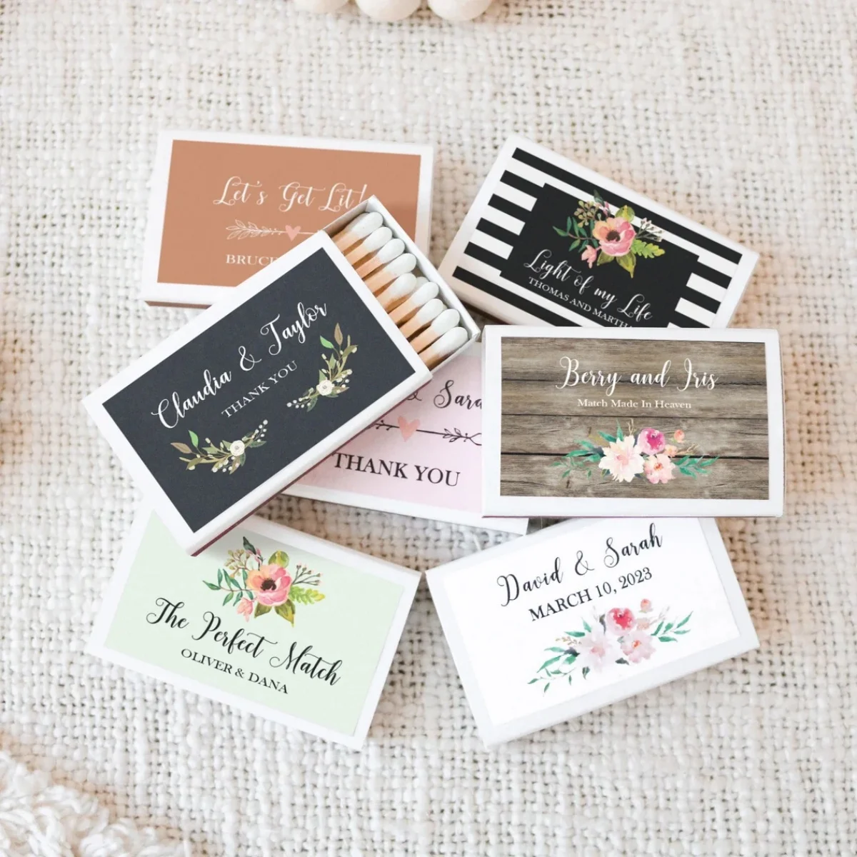 

Wedding Match Favors - Custom Match Boxes - Rustic Wedding Favor - The Perfect Match Favor - Personalized Matchbooks (EB3101GDN)