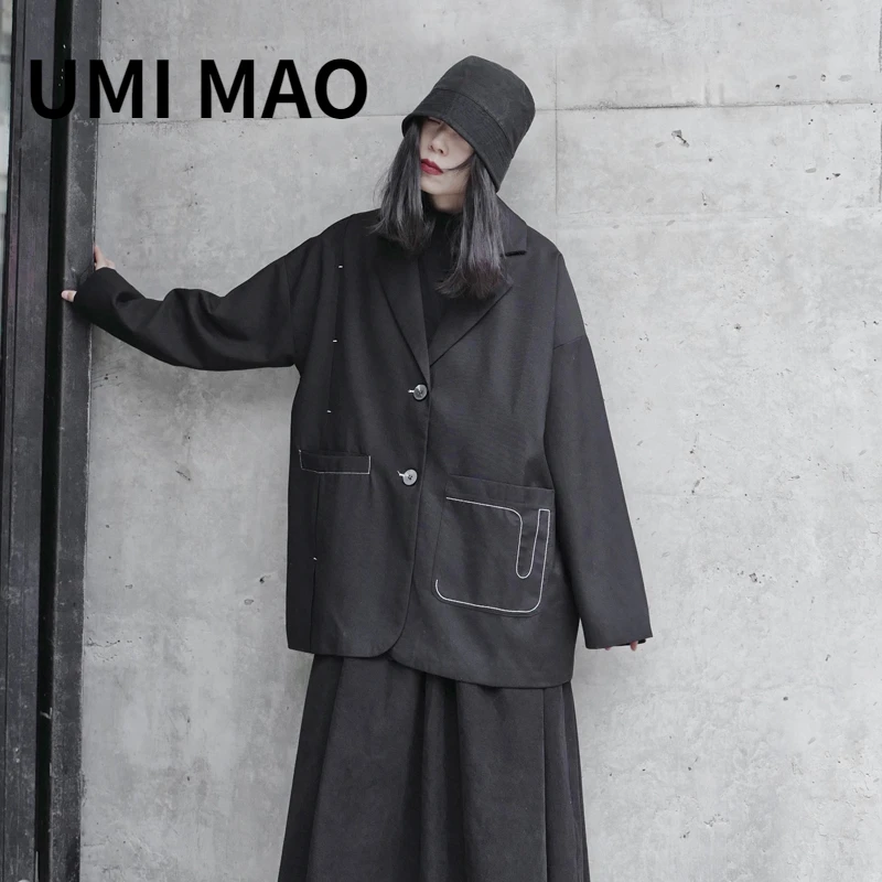 

UMI MAO Yamamoto Dark Autumn Winter Design Sense Small Group Blazers Coat Women Loose Boyfriend Style Asymmetric Tide Y2K