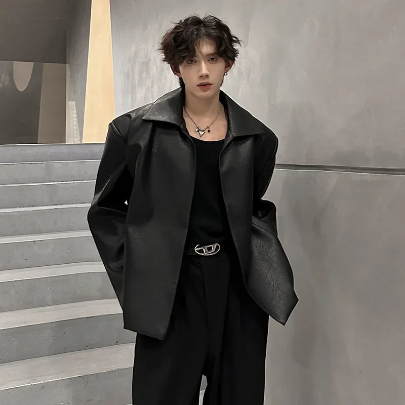 

Handsome Fashion No Buttons PU Leather Jacket Men's Women's Motorcycle Faux Leather Jacket Spring Autumn Leather Coat JJ509