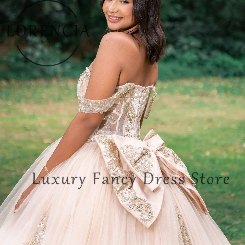 فساتين Quinceanera كريستال لامعة قبالة الكتف الحلو 16 حفلة عيد ميلاد فستاين سهرة/فساتين الحفلات مخصصة vestidos para mujer elegantes