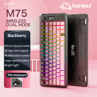Wireless Screen Keyboar FREEWOLF M75 with Metal Knob,RGB,Bluetooth Dual Mode Multi-function for PC, Laptop,Suitable for Work