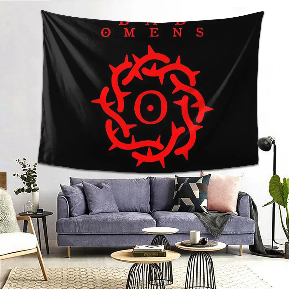 Bad Omens Band Logo Tapestry Decoration Art Aesthetic Tapestries for Living Room Bedroom Home Wall Cloth Wall Hanging