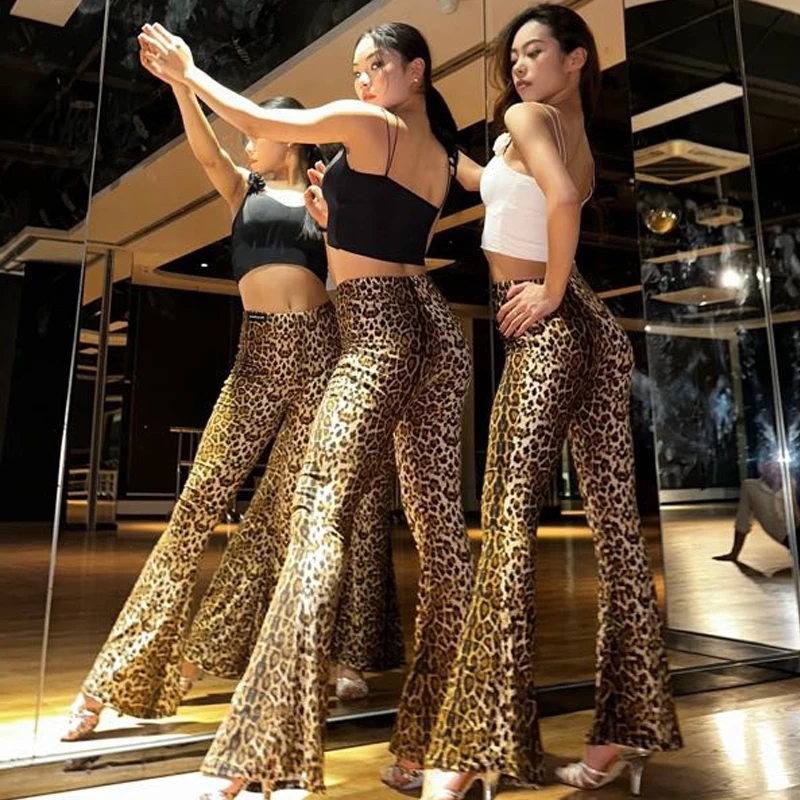 Female Ballroom Dance Clothes Women'S Sleeveless Latin Top Leoaprd Pants Adults Latin Dance Costumes Practice Wear SL10192