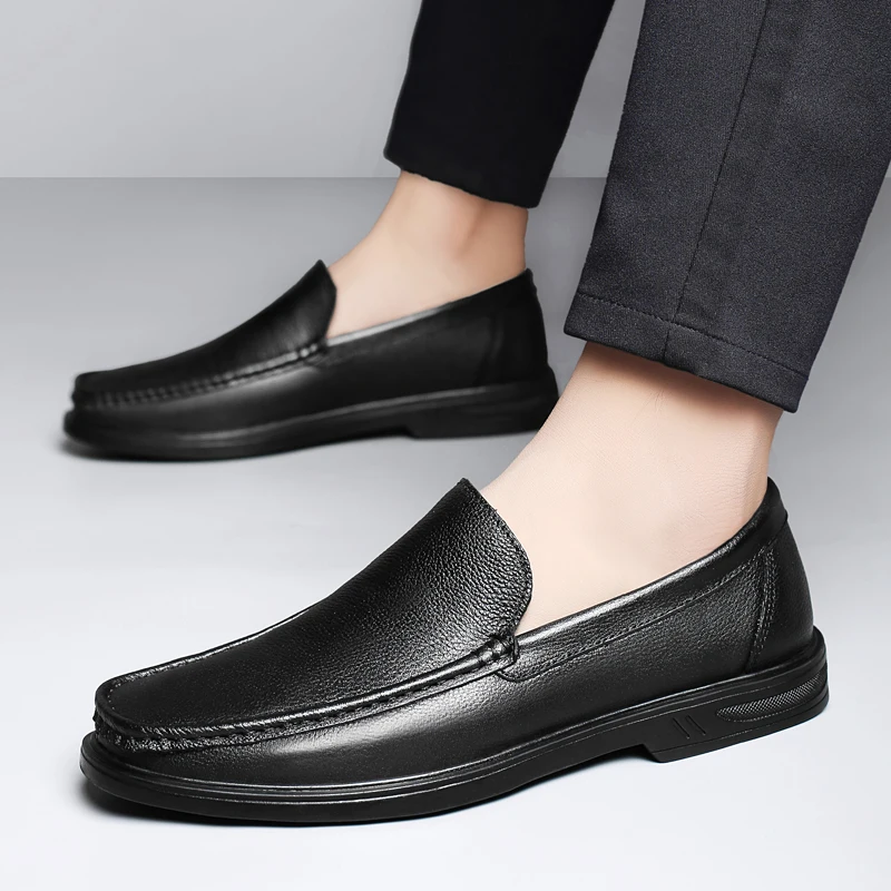 

Genuine Leather Slip on Loafers Men Formal Dress Shoes Office Driving Wedding Party Mocasines Hombre Big Size Casual Shoes