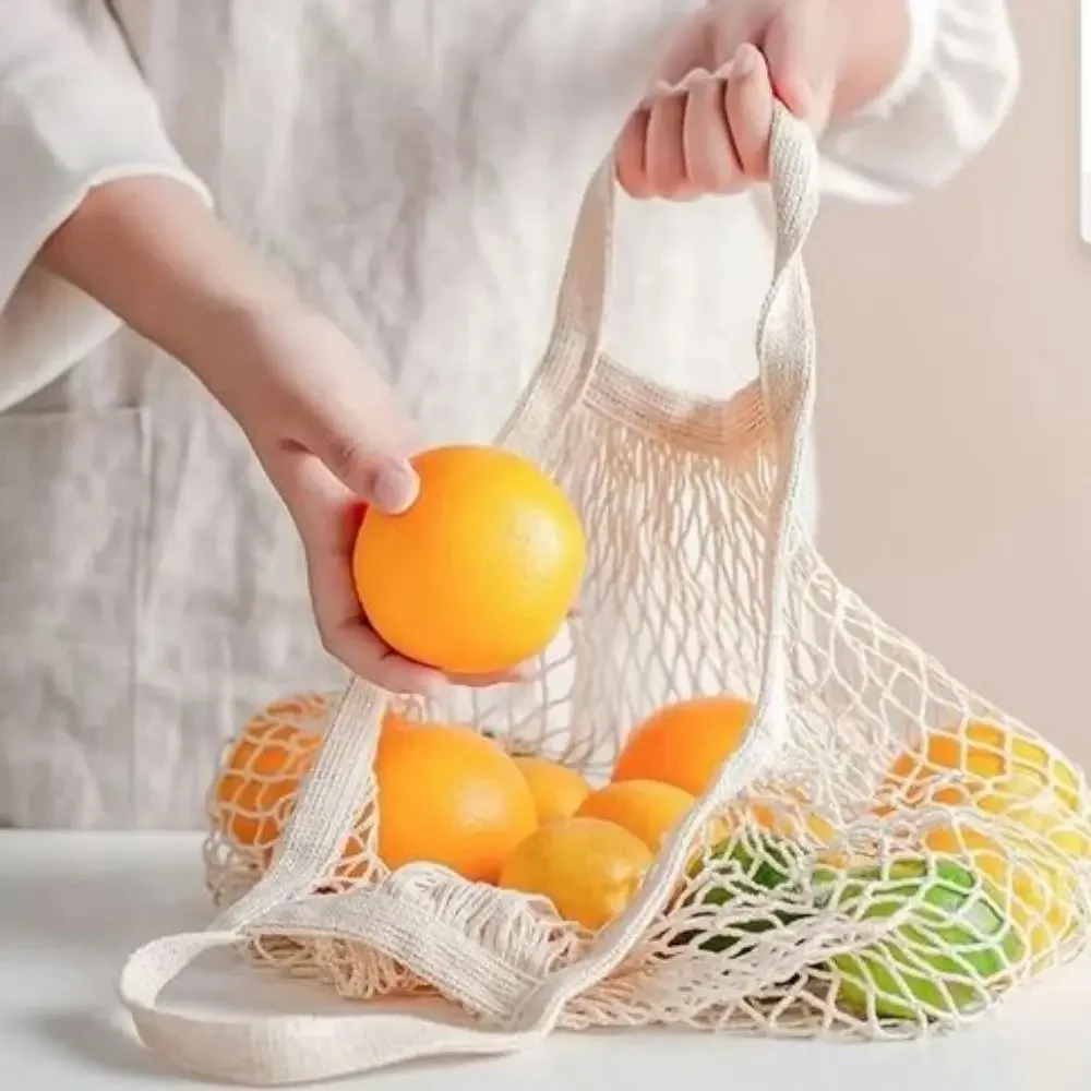 1PC Supermarket Shopping Mesh Bag, Portable Foldable Cotton Mesh Bag, Supermarket Vegetable and Fruit Mesh Bag