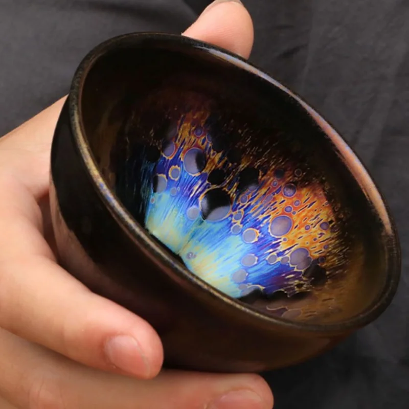 Jianzhan Color Changes Tenmoku Tea Cup by Famous Potter Zilong Liu Amazing Works Great Gift Collection Ceramic Tea Bowl