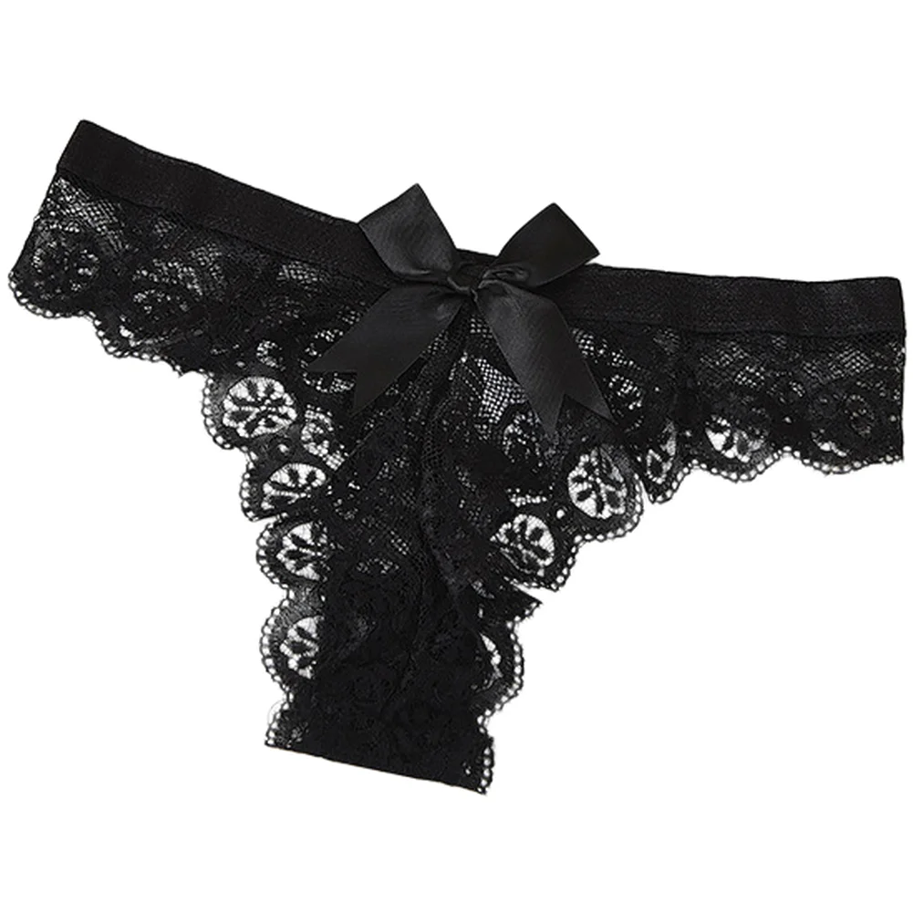 Stylish Womens Thong Panties Lace Low Rise Lingeries Femme Ultra Hot Bowknot Briefs Comfortable Trunks Breathable Nylon Bikini
