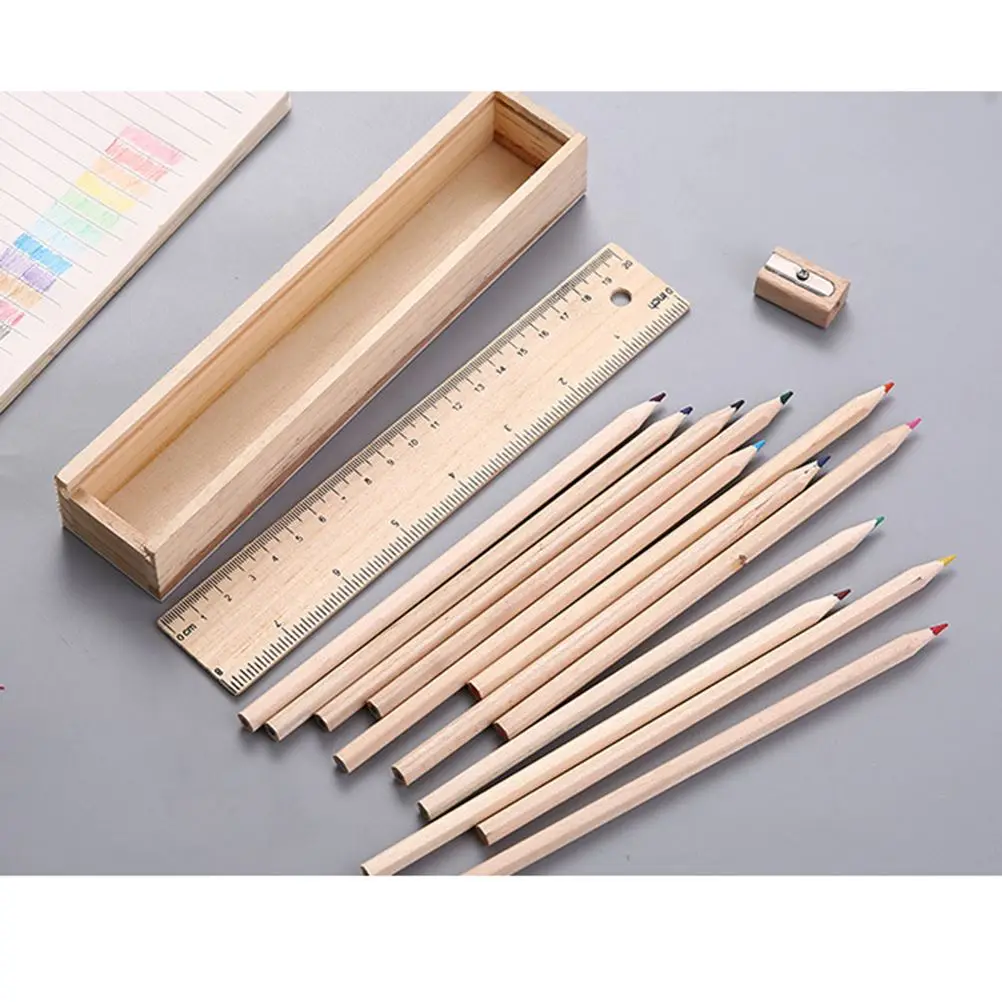 Creative Drawer Type Pen Box Portable Wooden Pencil Case Simple Stationery Storage Case for School Kids