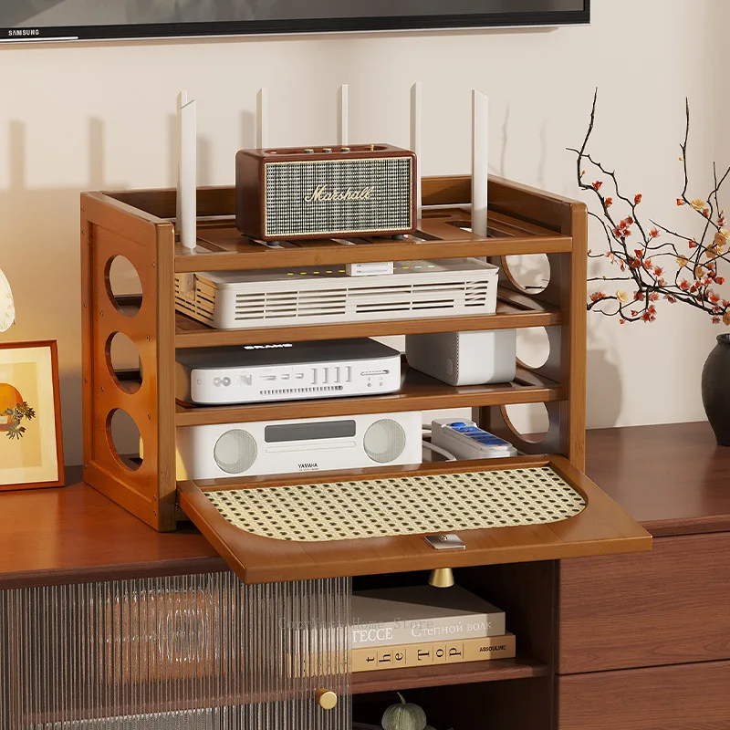 For TV Box & Modem Cable Organizer, Desktop Storage Rack for Power Strip & Wires, Set-Top Box Holder Shelf