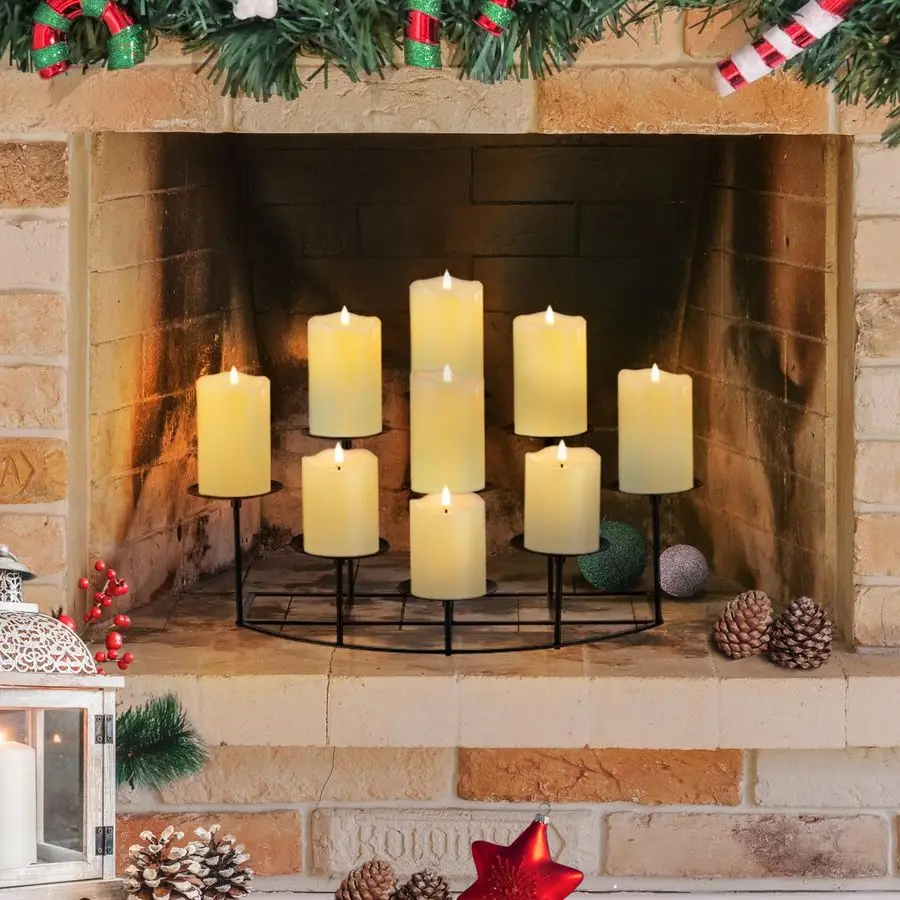 

Подсвечник для камина, черный металлический столб, подсвечники для внутреннего декора каминной мантии, напольные канделябры, центральная часть стола