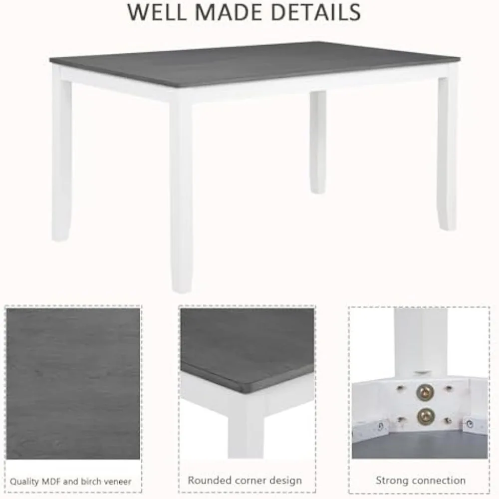 6-teiliges Esszimmerset mit Holztisch, gepolsterter Bank und 4 Stühlen mit gekreuzter Rückenlehne