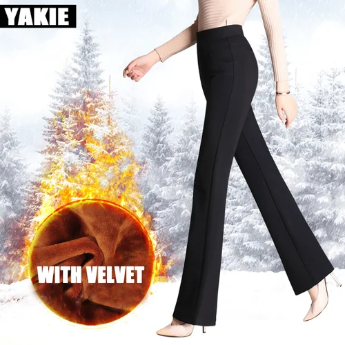 Pantalones ajustados de oficina Vintage para mujer, pantalones acampanados con bolsillo y cintura alta con cremallera, pantalones formales OL para oficina, capris profesionales, Ropa de Trabajo, color negro