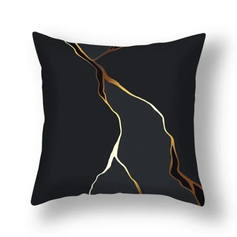 Black Gold Leaf Cushion Cover Flower Pillow Cover Home Pillows Covers Car Sofa Pillows Decorative For Living Room Square Cushion