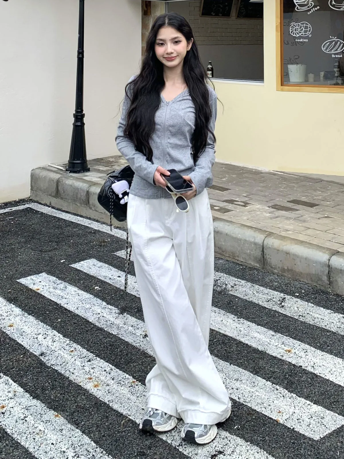 Pantalones vaqueros blancos de pierna ancha de cintura alta para mujer, pantalones largos sueltos simples rectos de verano, pantalones casuales femeninos Premium