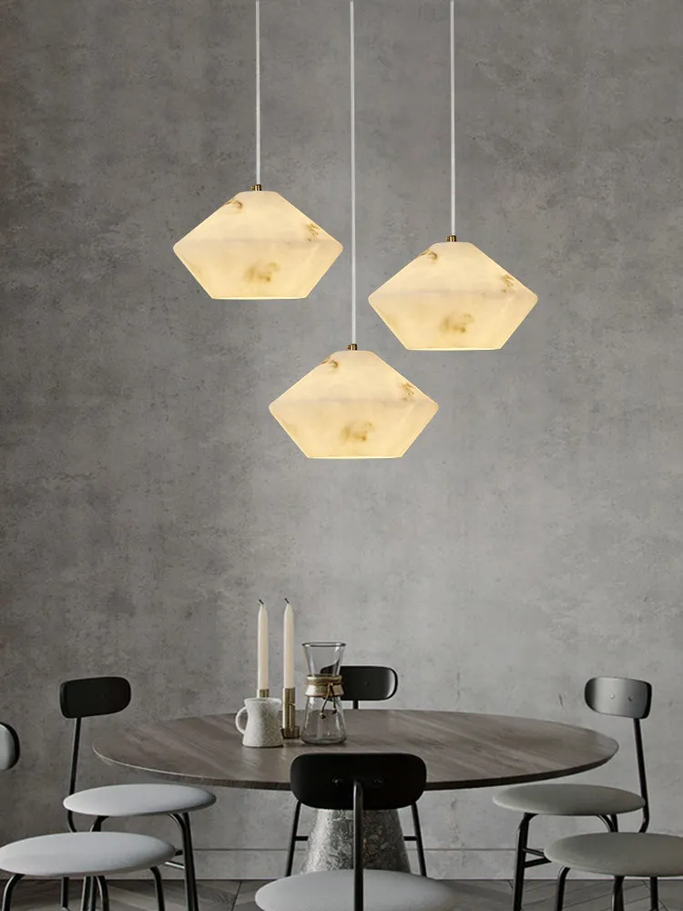 Alabaster Pendant Lights Designer Faux Marble Single Pendant Light Modern for Bedroom Living Room Dining Room Hanging Light