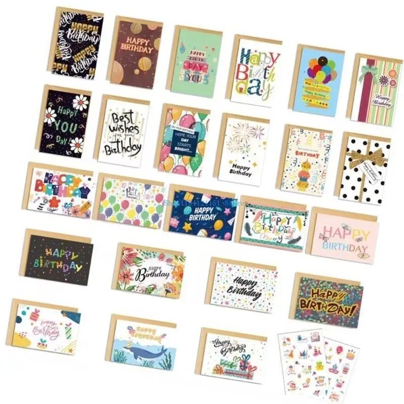 

A2BD 24 Pcs Birthday Greeting Card 3D Cake Birthday Card with Envelope for Mother Dad