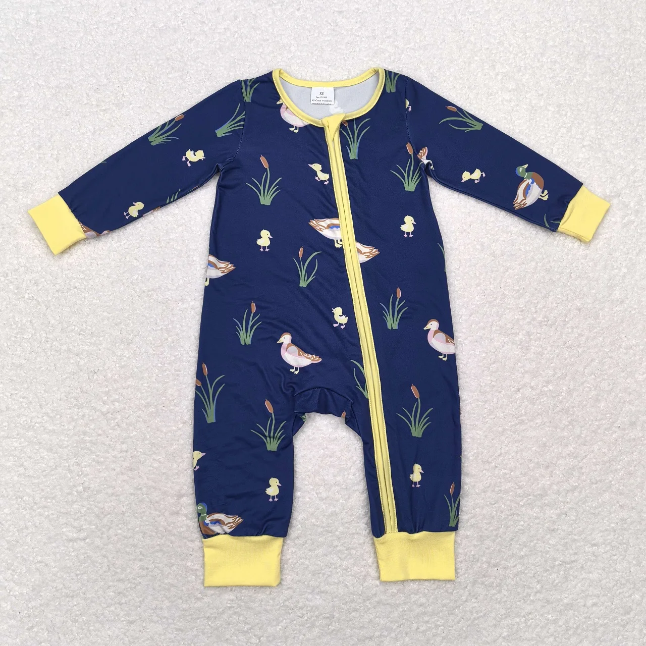 Wholesale Newborn Coverall Bodysuit One Piece Jumpsuit Baby Boy Ducks Zipper Children Romper Kids Toddler Long Sleeves Clothing