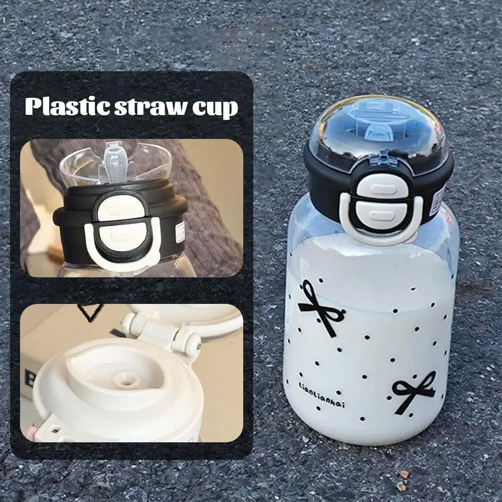 زجاجة مياه لطيفة مع غطاء بلاستيكي محمول منبثق من القش كوب ماء للأطفال زجاجة كاواي مقاومة للتسرب زجاجة شرب لطيفة #2