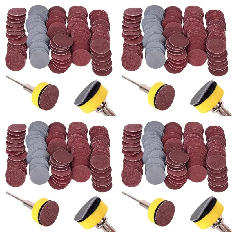 

A25I-1 Inch 400 Pcs Sanding Discs Pad Kit Round Sandpaper Hook Loop Sander Backer