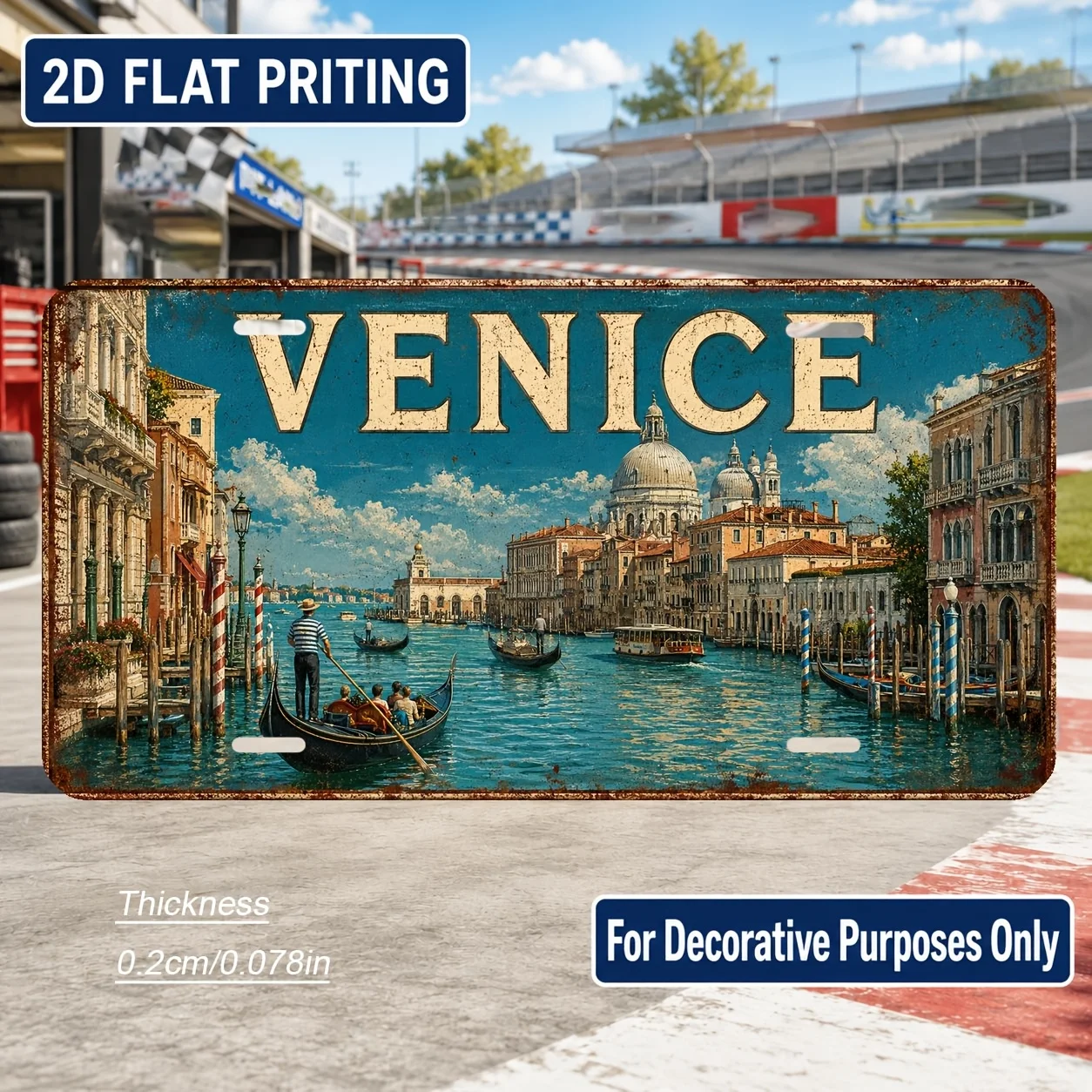2D Flat Venice Themed Italian Metal Plaque Home Bar Office Indoor Outdoor Wall Art Christmas Birthday Housewarming Gift