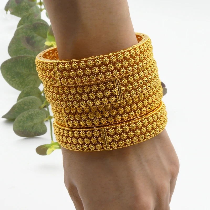 Goldene Naher Osten äthiopisches Mädchen vergoldete Armbänder Dubai Damenmode äthiopischer arabischer Handschmuck Braut Hochzeitsgeschenk – Detail 5