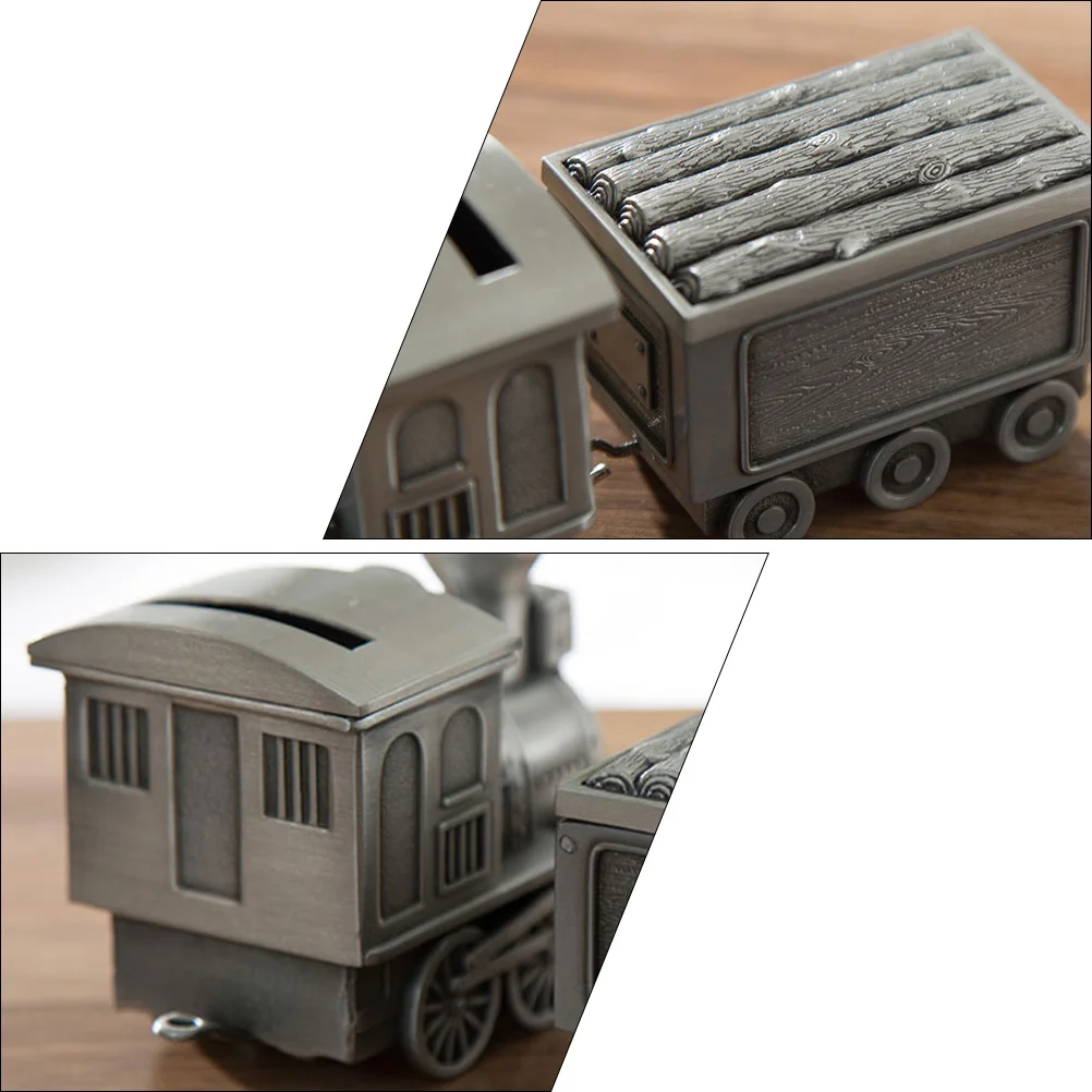 기차 모양의 나무 저금통 어린이용 돈 상자 동전 보관함, 책상 장식품, 독특한 홈 데코, 저금통, 어린이용