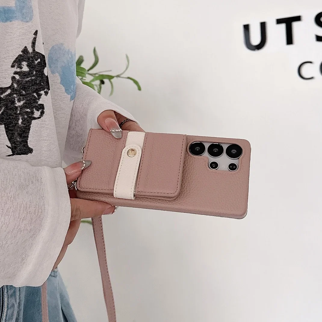 YP1 الفاخرة Crossbody الجلود فتحة للبطاقات محفظة محفظة حقيبة لهاتف سامسونج غالاكسي S25Edge S24 FE S23 زائد S22 الترا مرآة شل غطاء