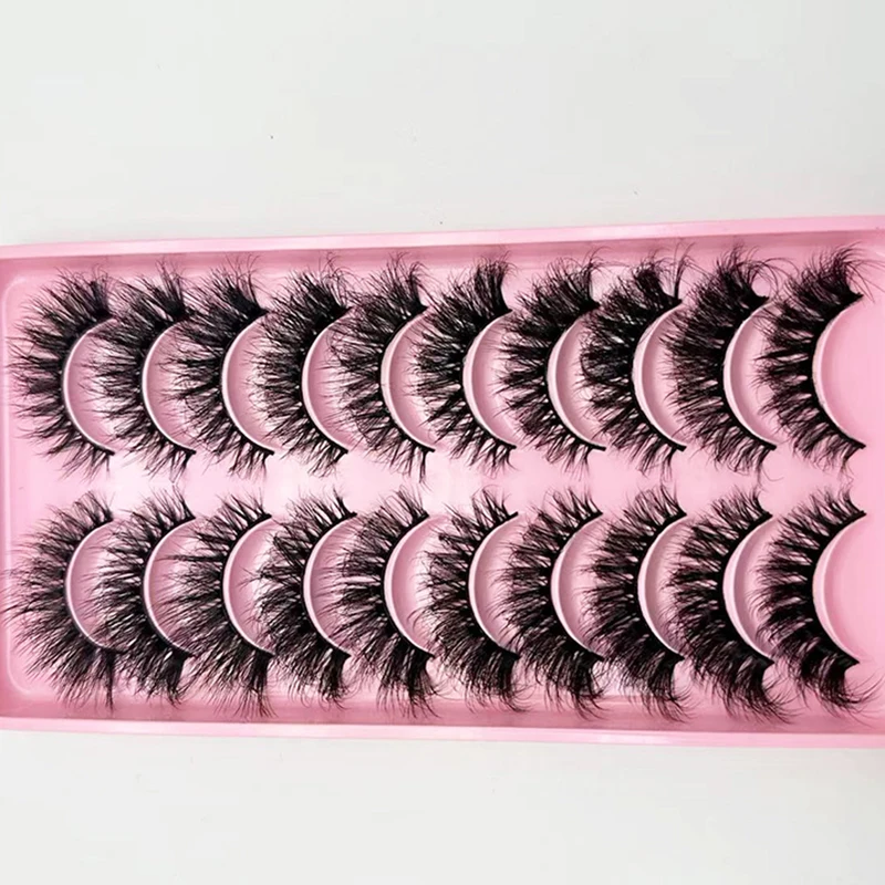 10 أزواج من الرموش الصناعية 8D ذات تأثير عين القطة السميكة والرقيقة للغاية لمكياج العيون النابضة بالحياة