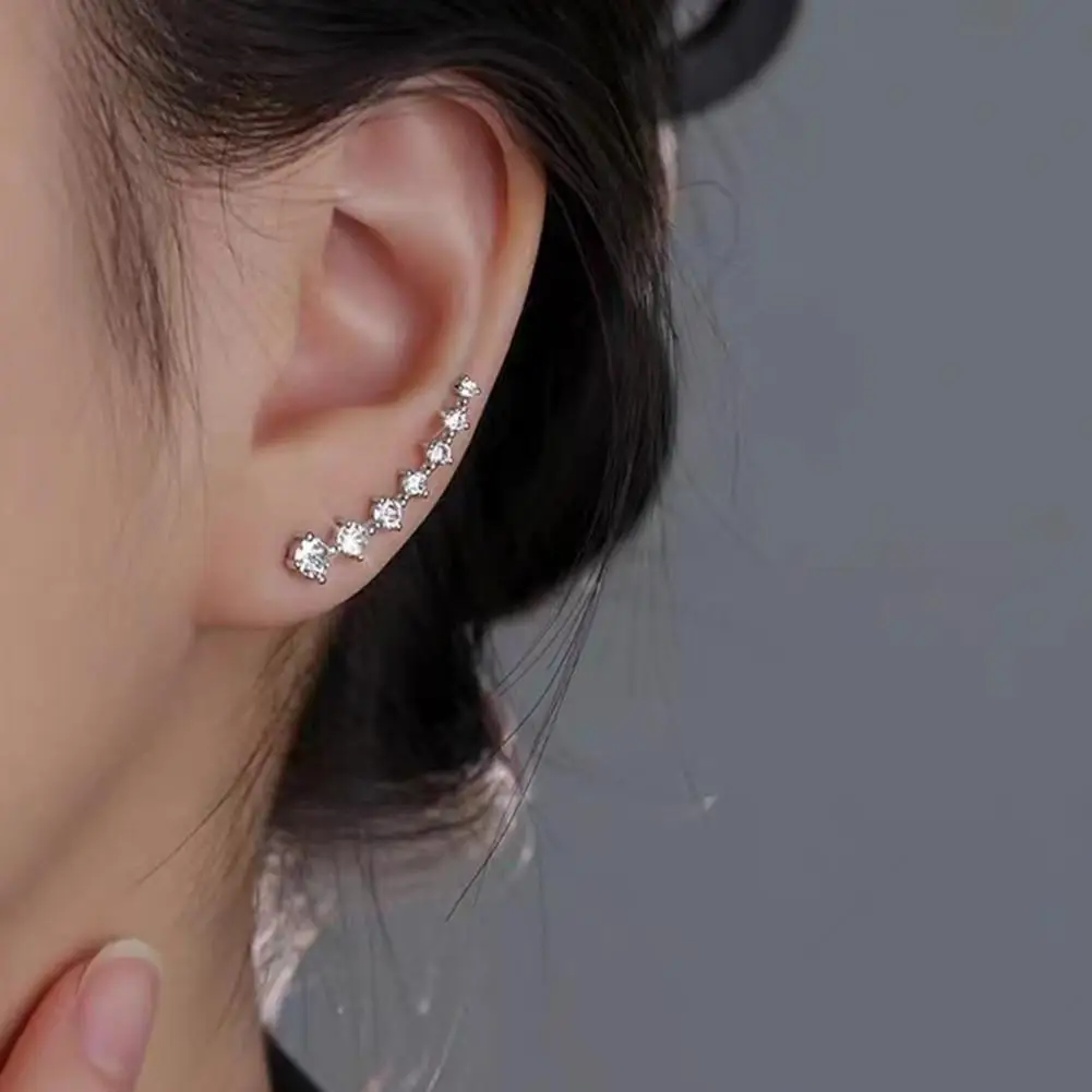 Rhinestone Earrings Lady Jewelry Women Prom Earrings Non-pierced Ear Clips Rhinestone Decor Bridal Jewelry for Wedding