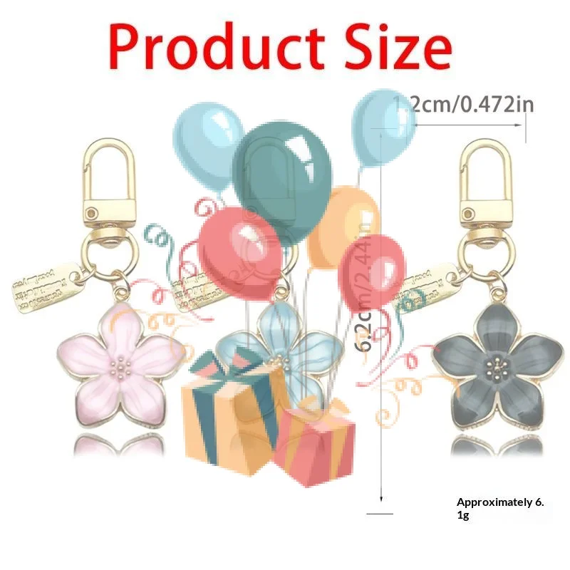 Metal Cherry Blossom Keychain Lightweight Rustproof Design with Hanging Tag Stylish Bag Charm for Women Holiday Gift