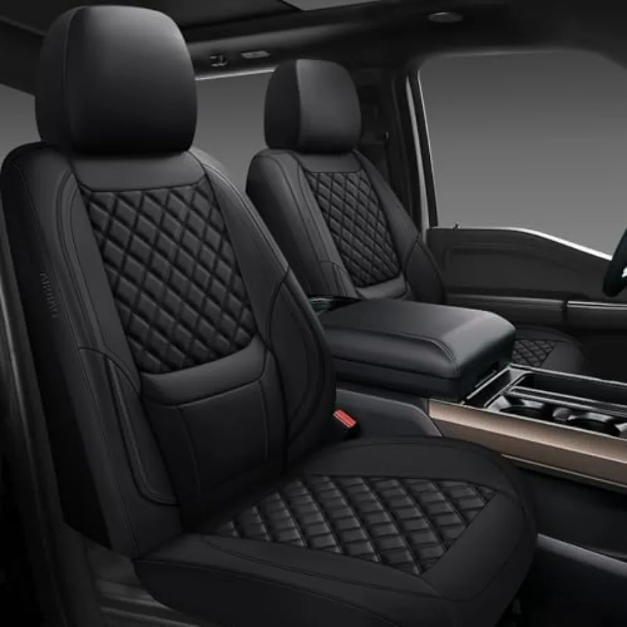 

Front Pair Car Seat Covers Universal Fit for Cars SUVs Trucks and Sedans Faux Leather Waterproof Seat Protector Black