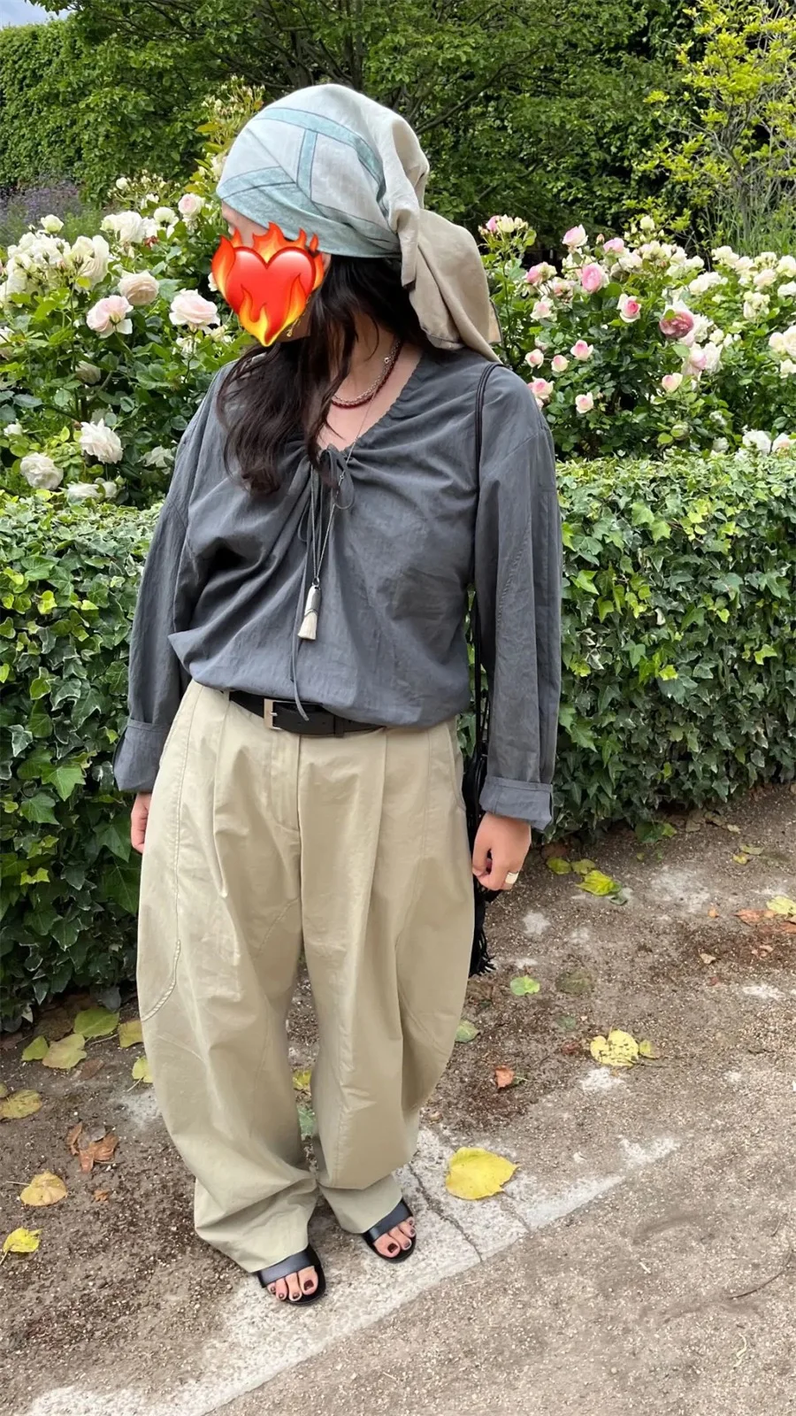 

Simple Commute Versatile Long Sve Dstring Collar Top PREON Autumn New Sle Artificial Cotton Loose Fit Pure Color