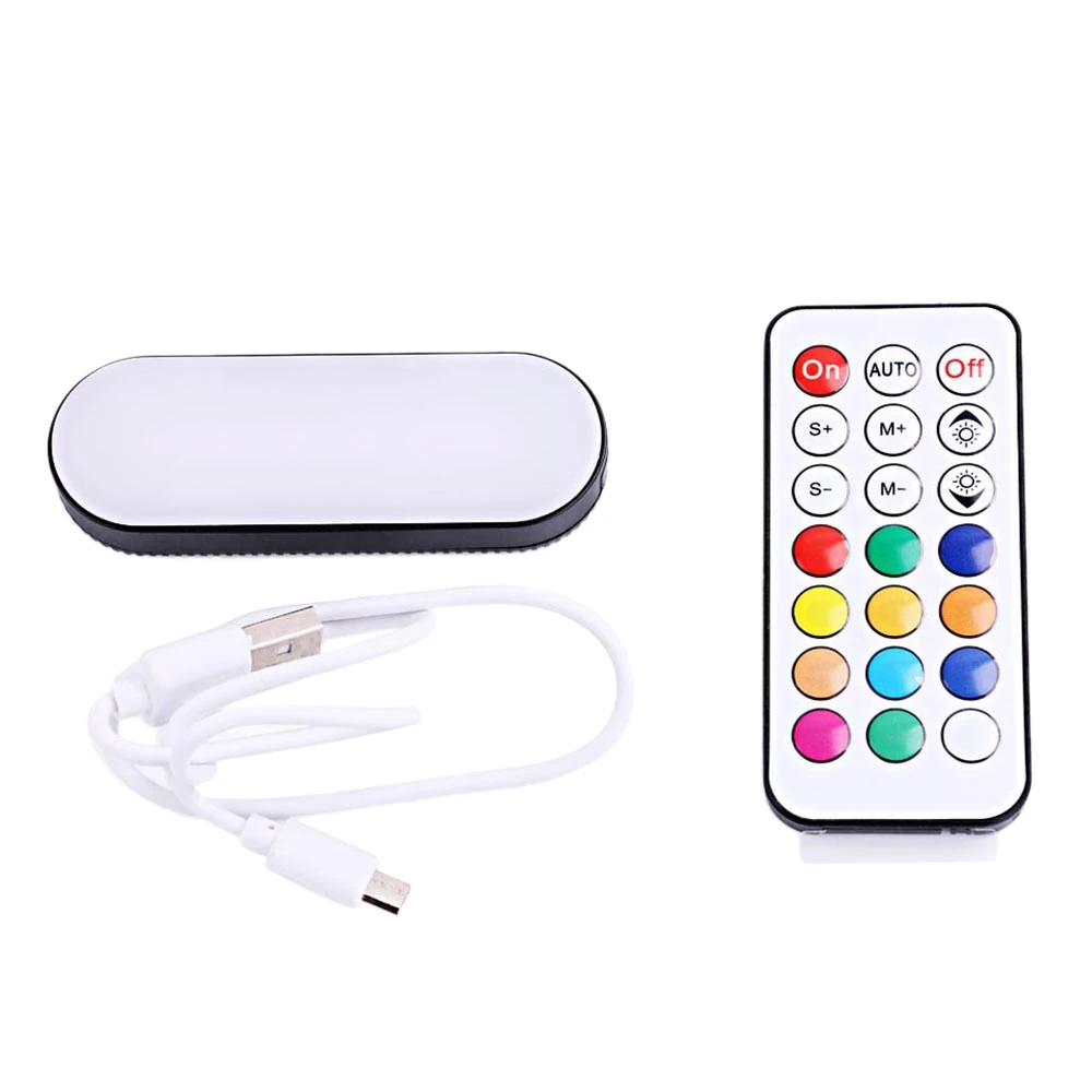 Car Interior Reading Light Rechargeable USB Magnetic Night Light RGB 24 Color Remote Atmosphere LED Ceiling Lamp