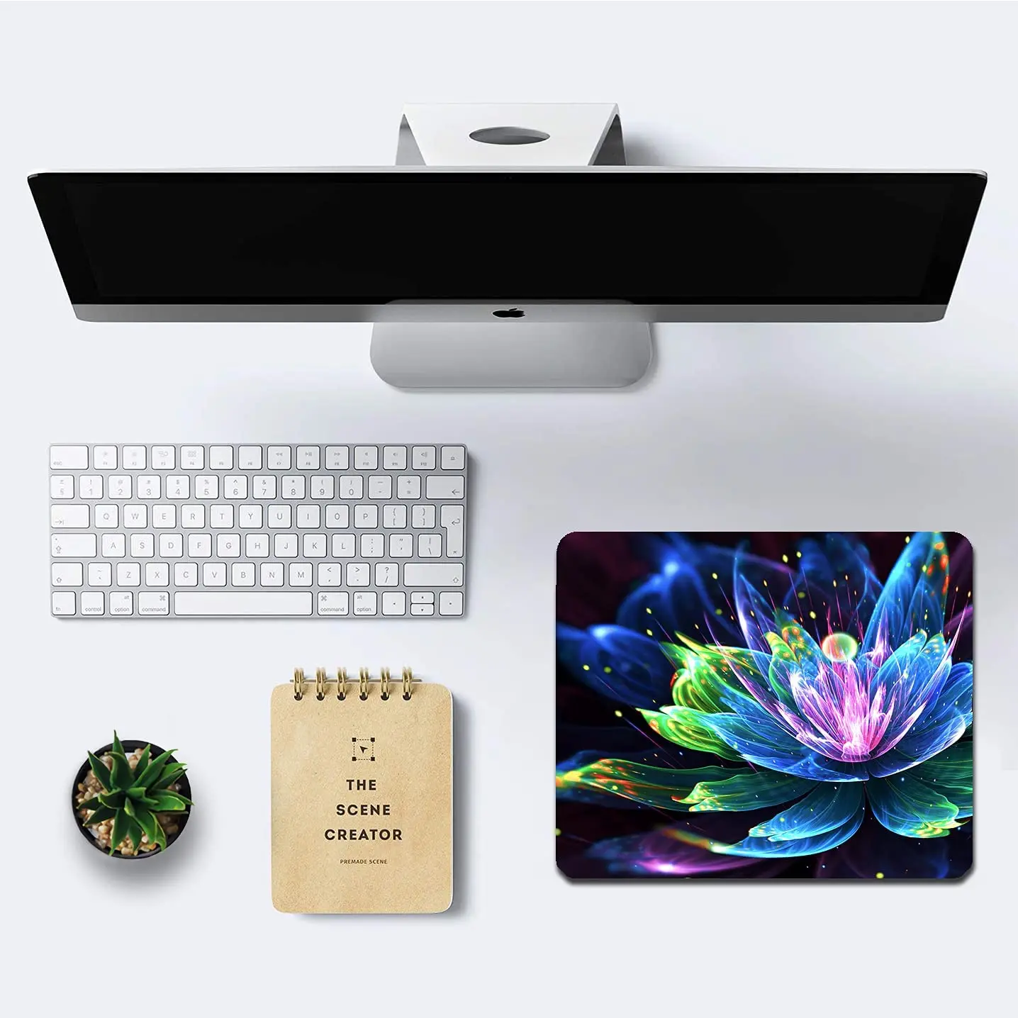 Purple Crystal Lotus Rectangle Mouse Pad for Office Computers Laptop PC Women Designs Waterproof Non-Slip Rubber Base Mousepad