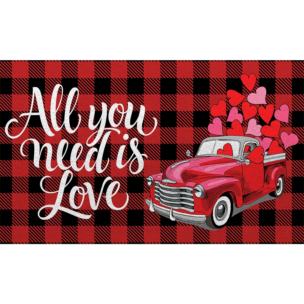 

All You Need is Love Plush Bathroom Decor Mat with Non Slip Backing Front Porch Welcome Mats for Outside Porch Entrance